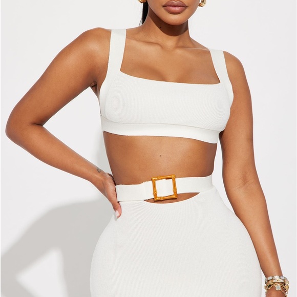 Fashion Nova White Leaving Now Maxi Sweater Skirt Set - Picture 6 of 15